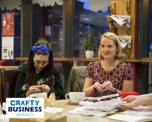 Steph Cronin (right) at the first Crafty Biz event, Oct 2014. Image by Amy Law. 